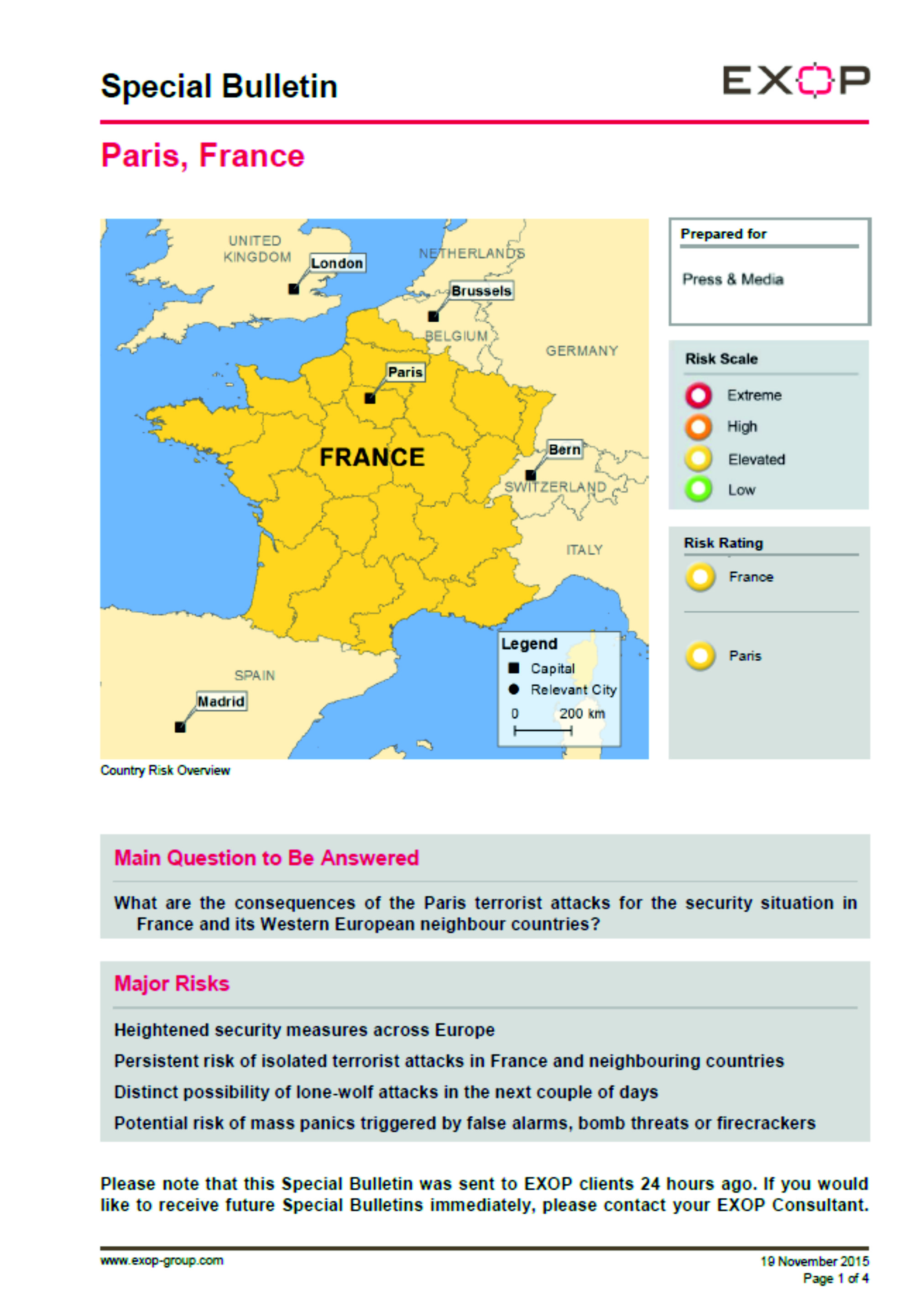 Risikoeinschätzung Frankreich